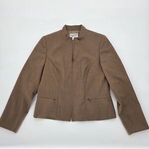 Pendleton VTG Jacket Sz 10 Zip Up Virgin‎ Wool Brown Equestrian City Classy Date